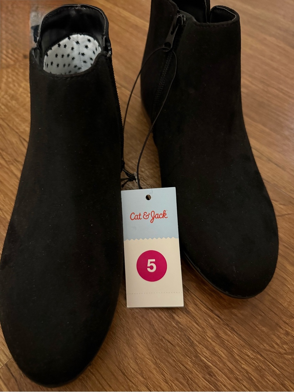 Cat & Jack Black Faux-Suede Ankle Booties with Side Zip